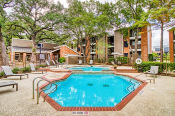 our apartments have a large pool and lounge chairs